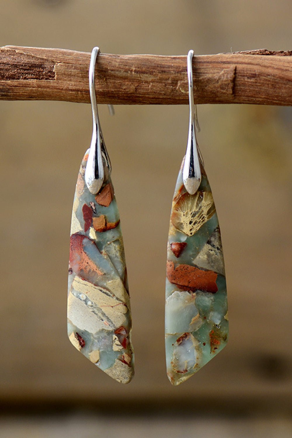 Handmade Natural Stone Dangle Earrings - Tangerine Goddess