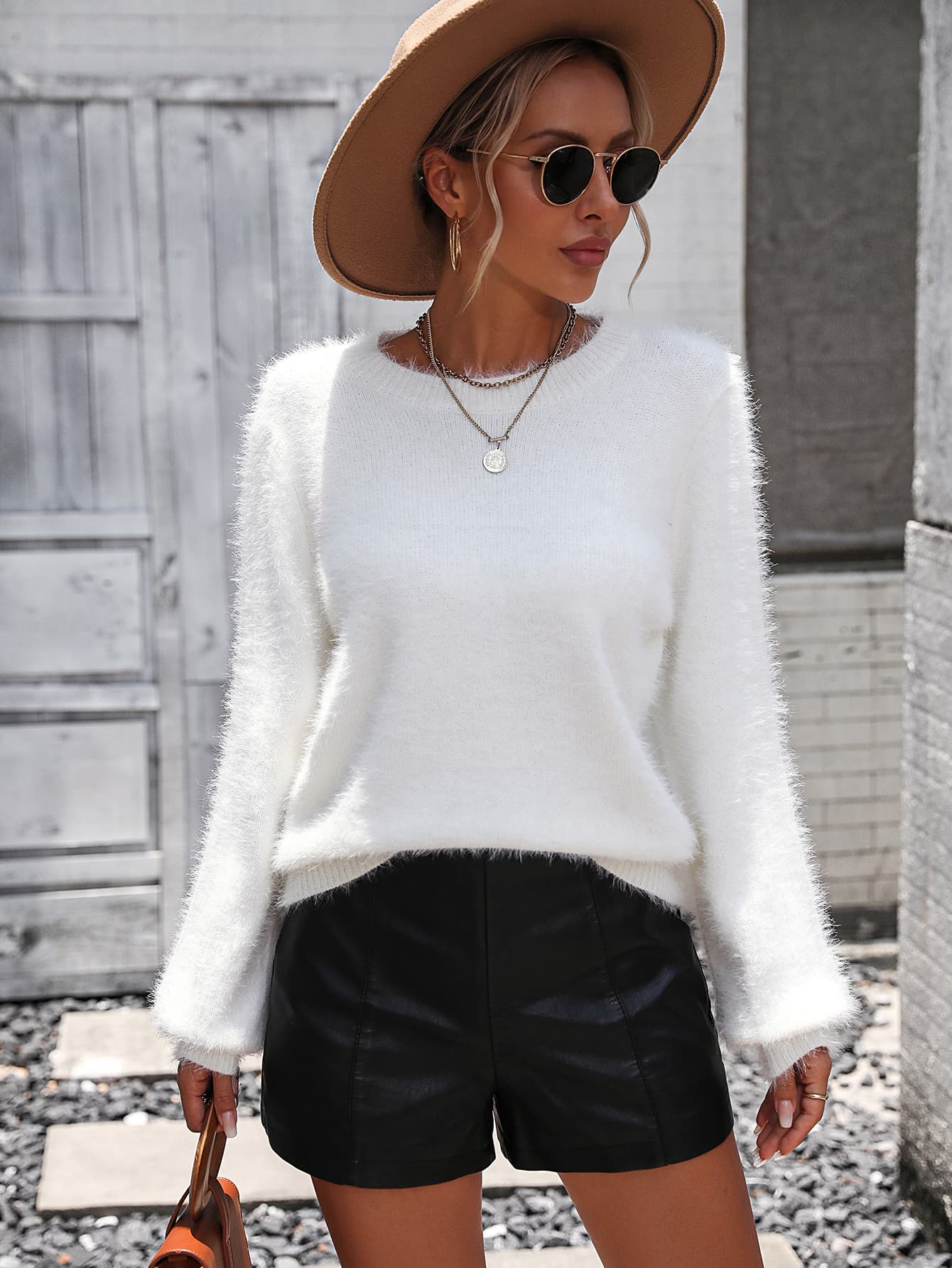 Lace Detail Cutout Sweater - Tangerine Goddess