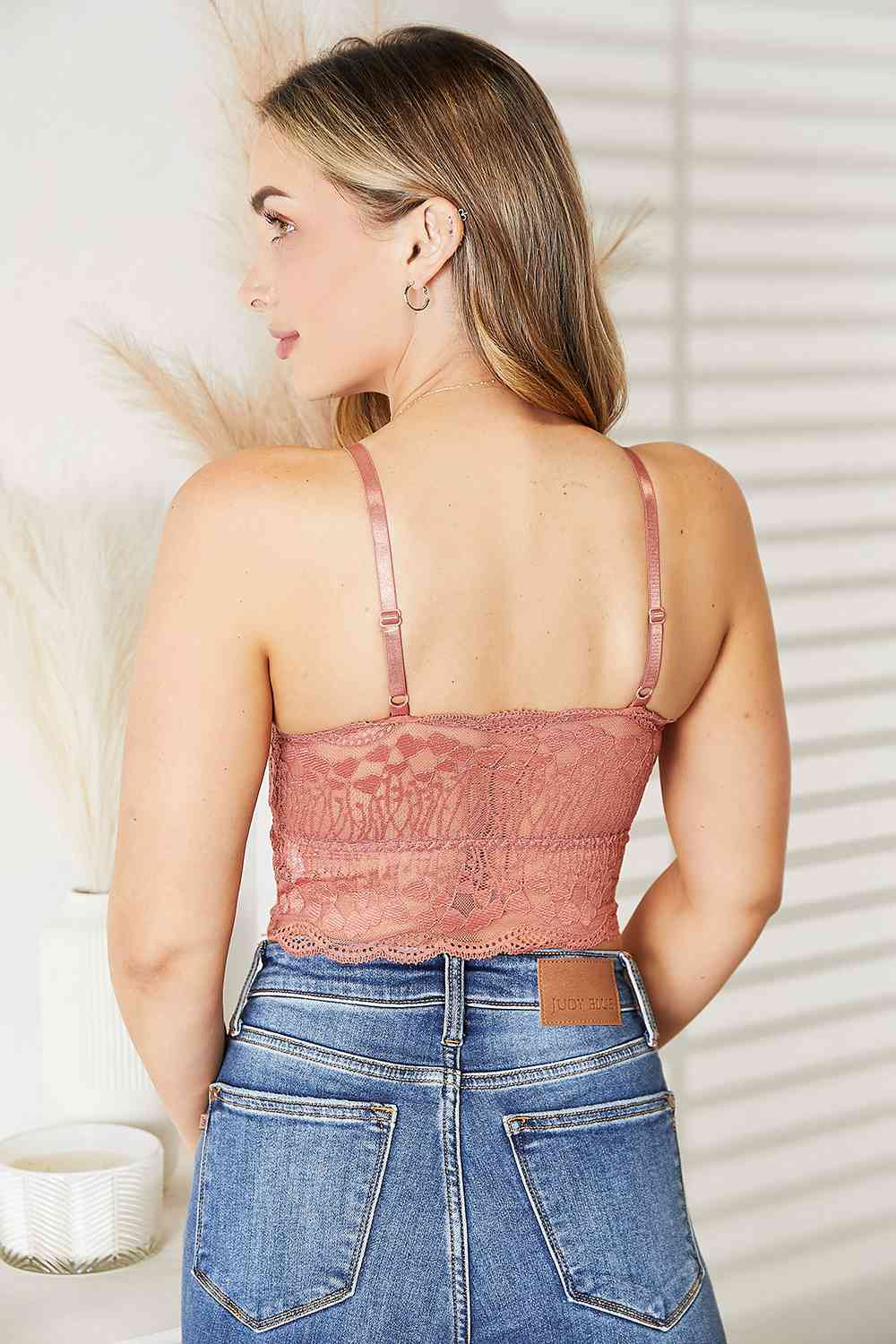 Mauve Crisscross Front Lace Bralette - Tangerine Goddess