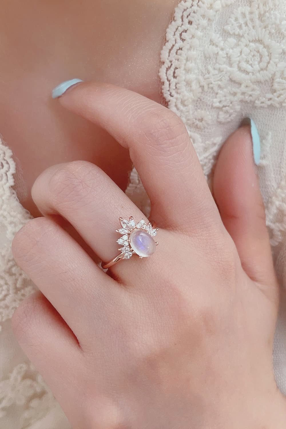 Natural Moonstone 18K Rose Gold-Plated Ring - Tangerine Goddess