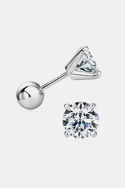 2 Carat Moissanite Stud Earrings - Earrings Tangerine Goddess Silver / One Size
