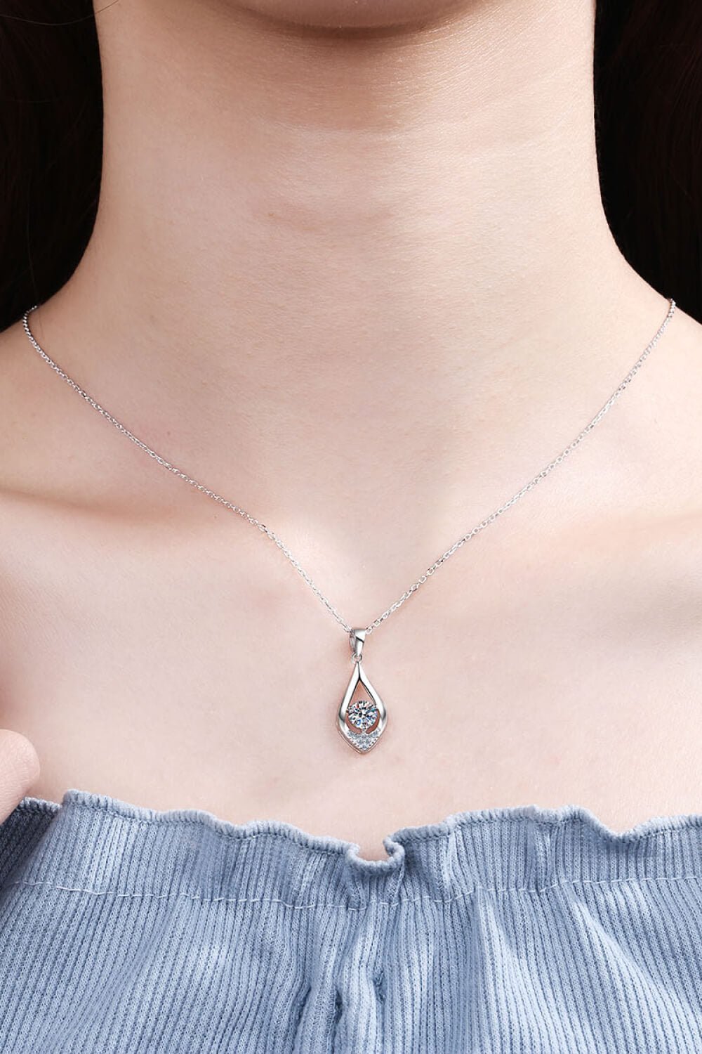 Always Glamorous Moissanite Pendant Necklace - Tangerine Goddess