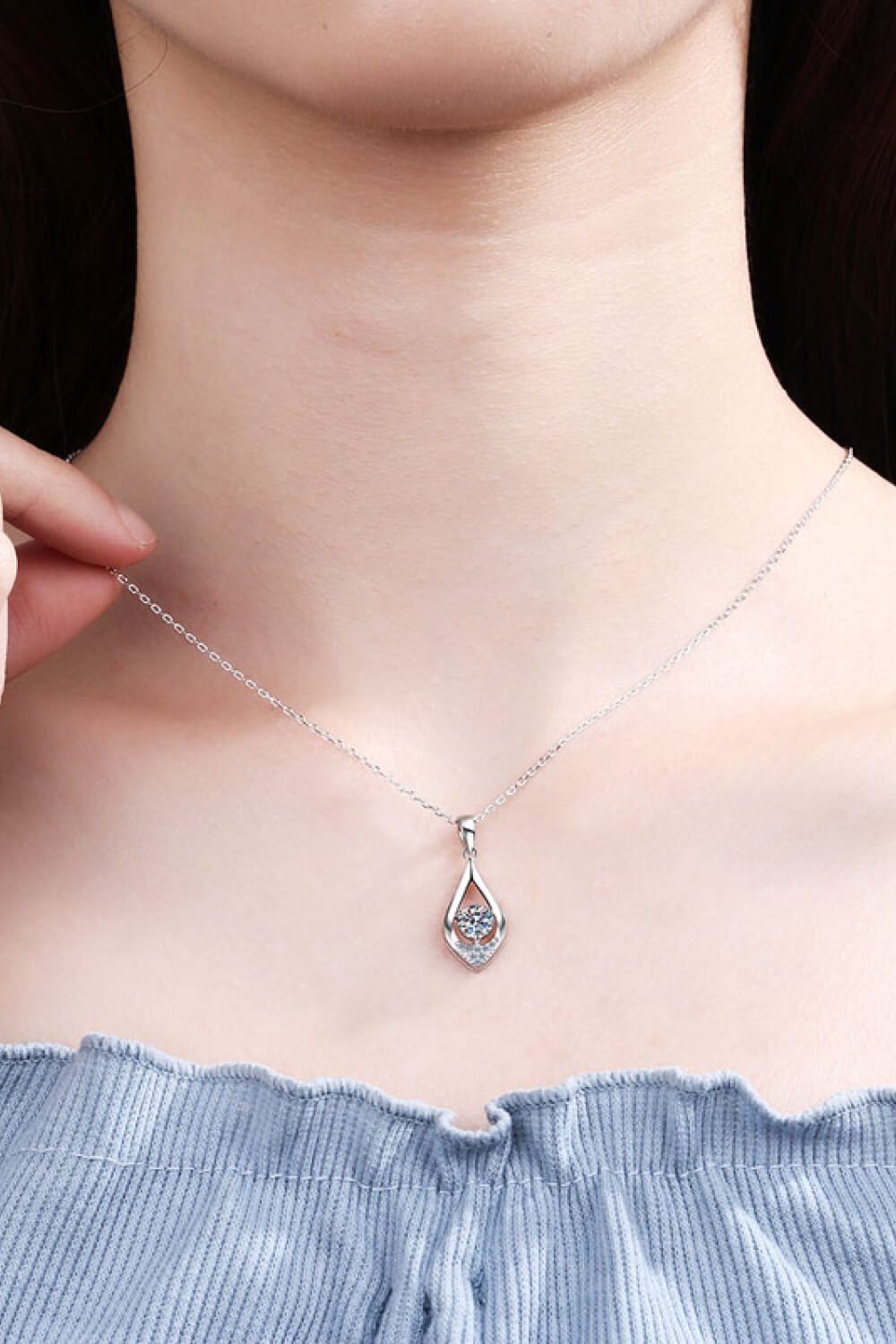 Always Glamorous Moissanite Pendant Necklace - Tangerine Goddess