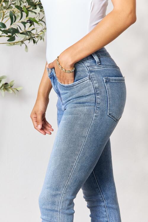 Aria Raw Hem Skinny Jeans - Tangerine Goddess