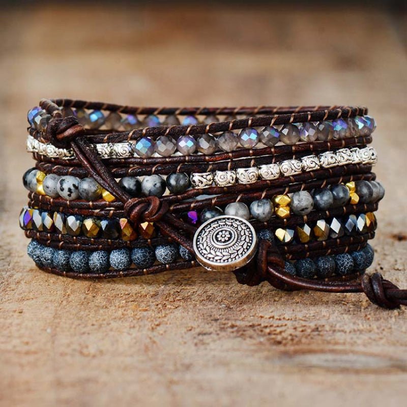 Black Agate Beaded Bracelet - Tangerine Goddess
