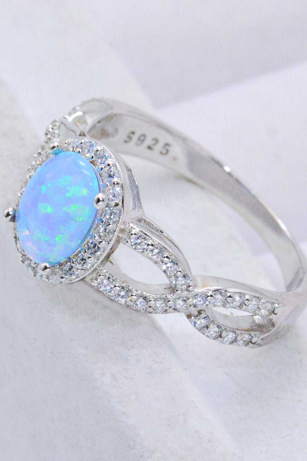 Blue Opal Halo Ring - Tangerine Goddess