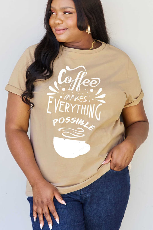 COFFEE MAKES EVERYTHING POSSIBLE Graphic Cotton Tee - Tangerine Goddess