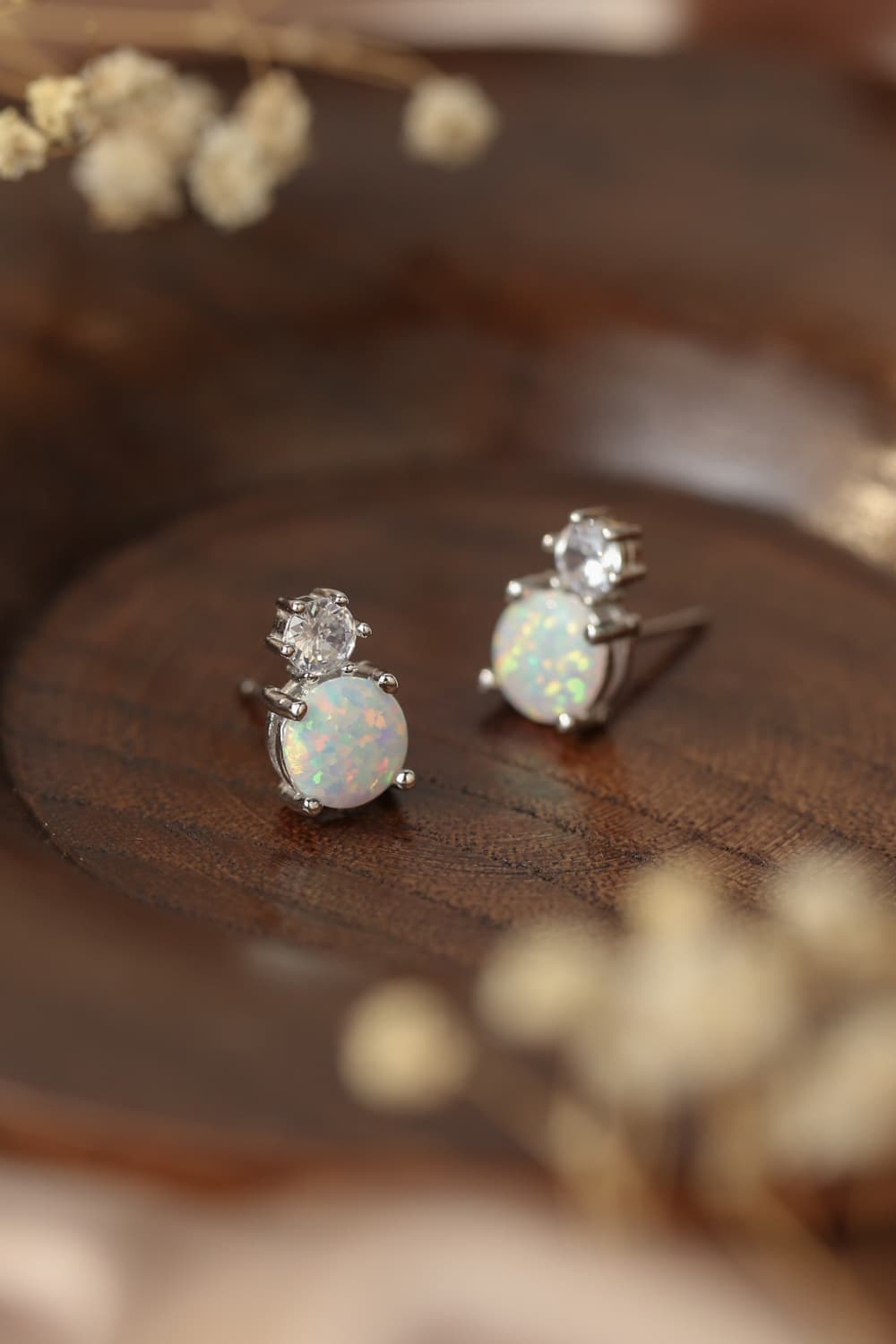 Double Stone Opal Stud Earrings - Tangerine Goddess