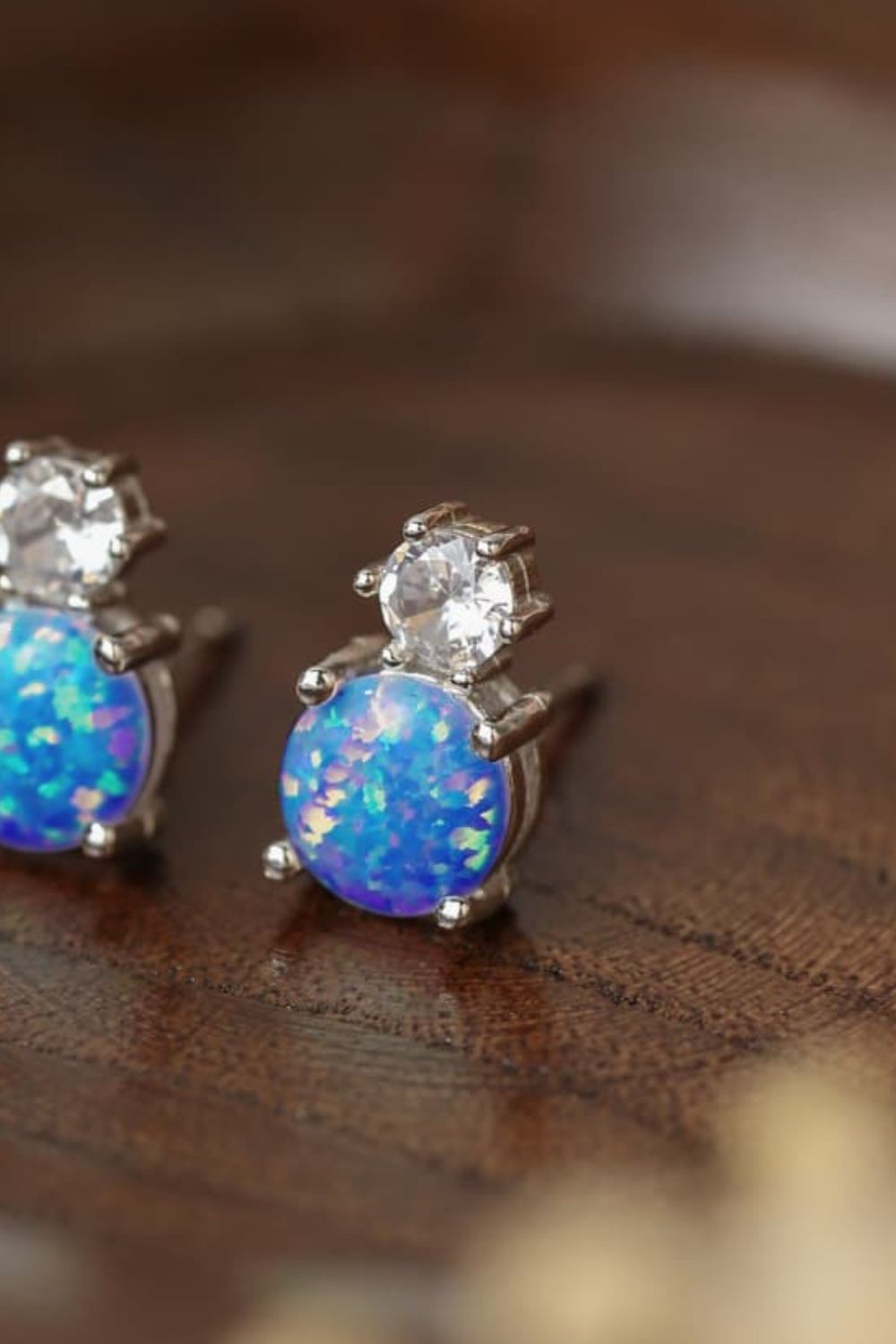 Double Stone Opal Stud Earrings - Tangerine Goddess