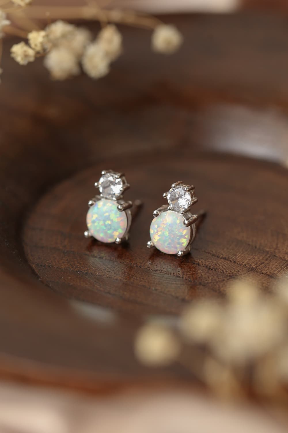 Double Stone Opal Stud Earrings - Tangerine Goddess