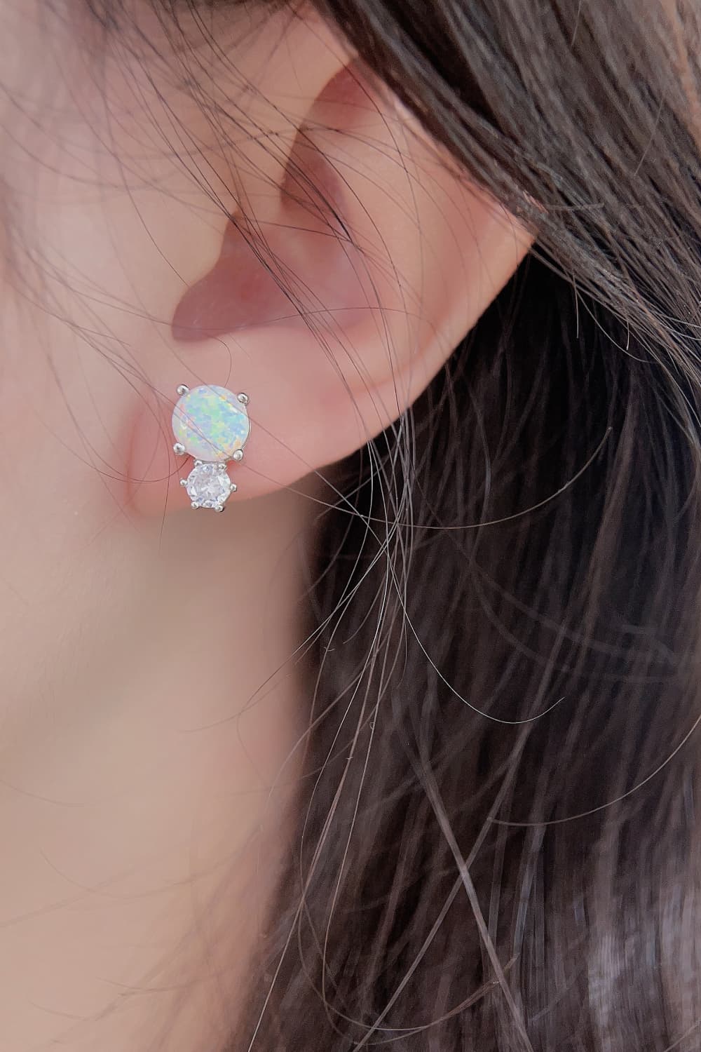 Double Stone Opal Stud Earrings - Tangerine Goddess