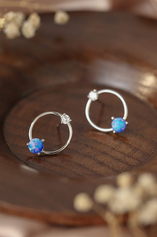 Double Stud Opal Earrings - Tangerine Goddess