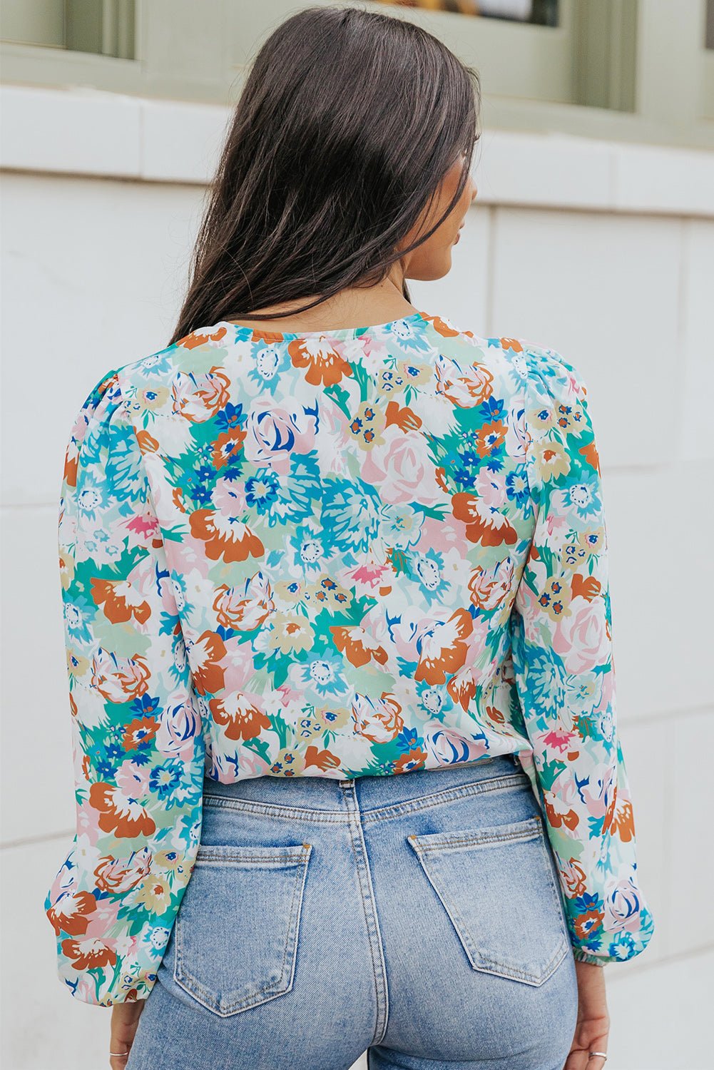 Floral Balloon Sleeve Bodysuit - Tangerine Goddess