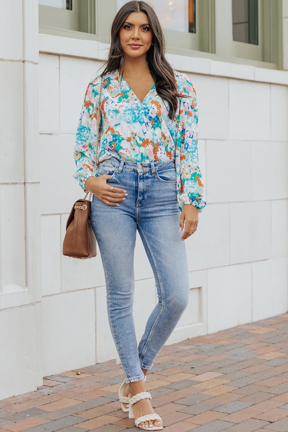 Floral Balloon Sleeve Bodysuit - Tangerine Goddess