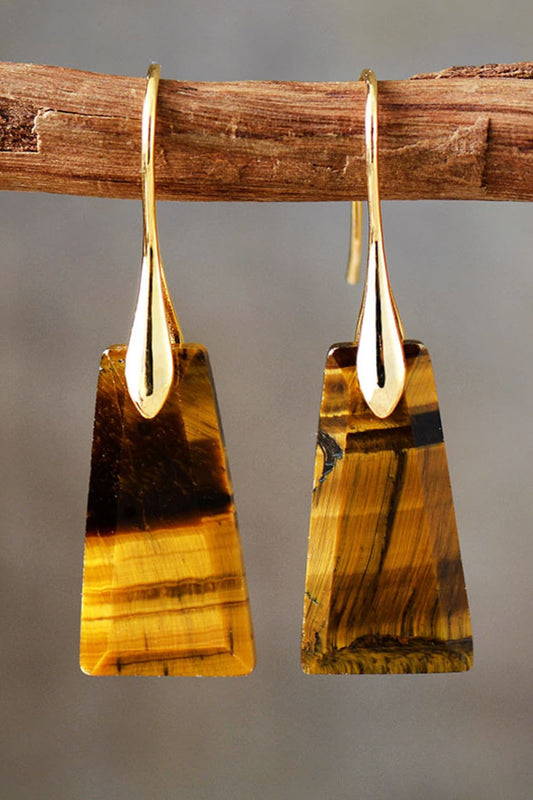 Handmade Geometrical Shape Natural Stone Dangle Earrings - Tangerine Goddess