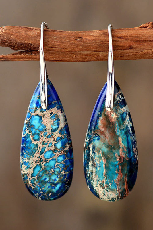 Handmade Teardrop Shape Natural Stone Dangle Earrings - Tangerine Goddess