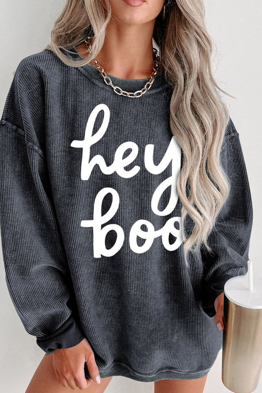 Hey Boo Graphic Sweatshirt - Tangerine Goddess