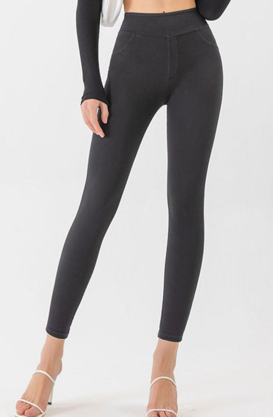 High Waist Cropped Leggings - Tangerine Goddess