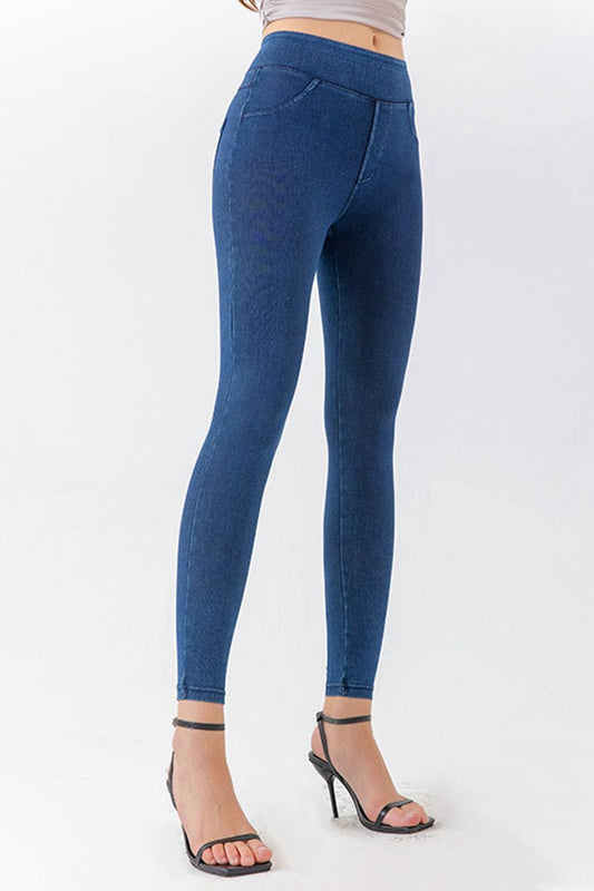 High Waist Skinny Jeggings - Tangerine Goddess