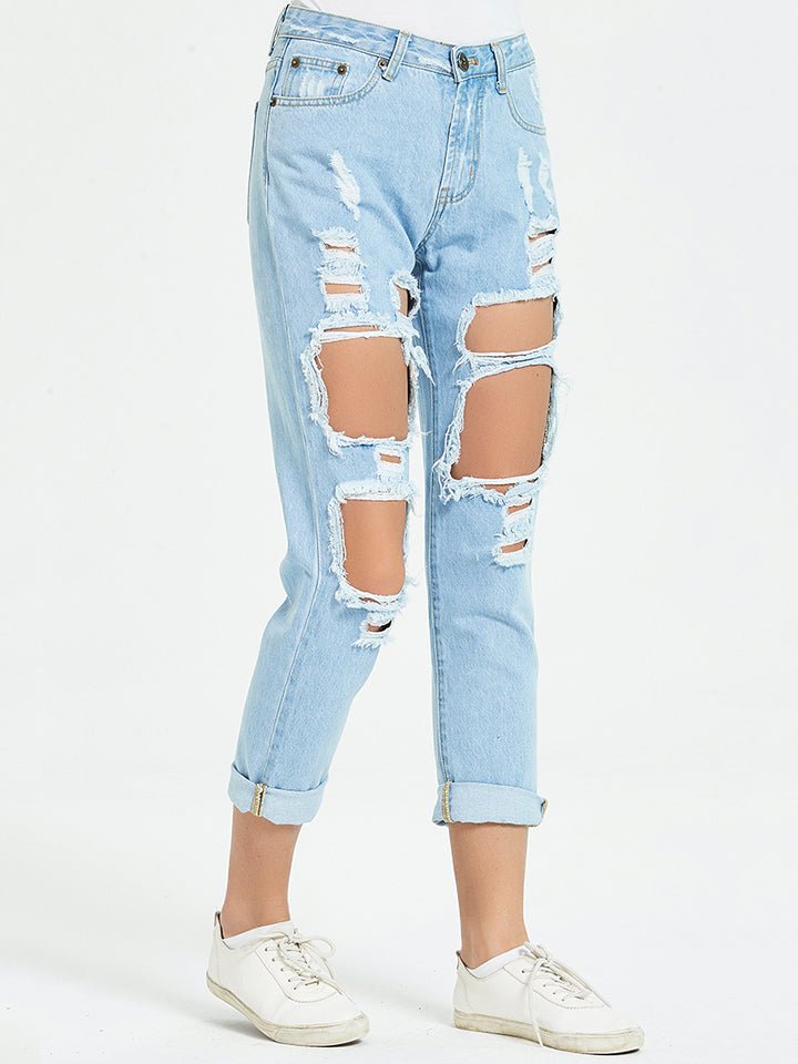 Hope Buttoned Distressed Cropped Jeans - Tangerine Goddess
