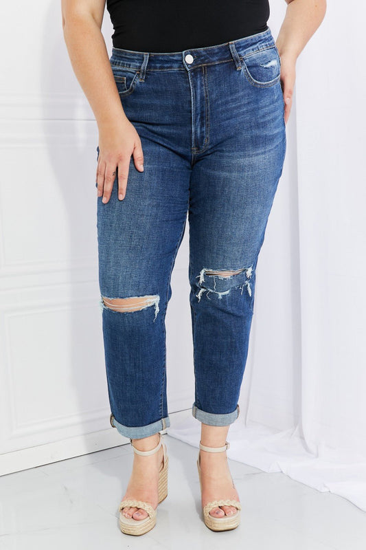Isabella Distressed Cropped Jeans with Pockets - Tangerine Goddess