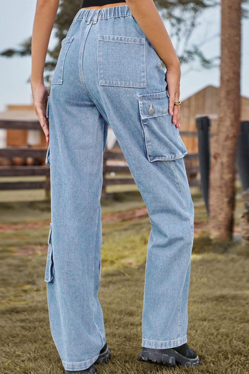 Kellyann Loose Fit Jeans with Pockets - Tangerine Goddess