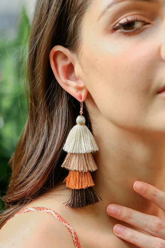 Layered Tassel Earrings - Tangerine Goddess