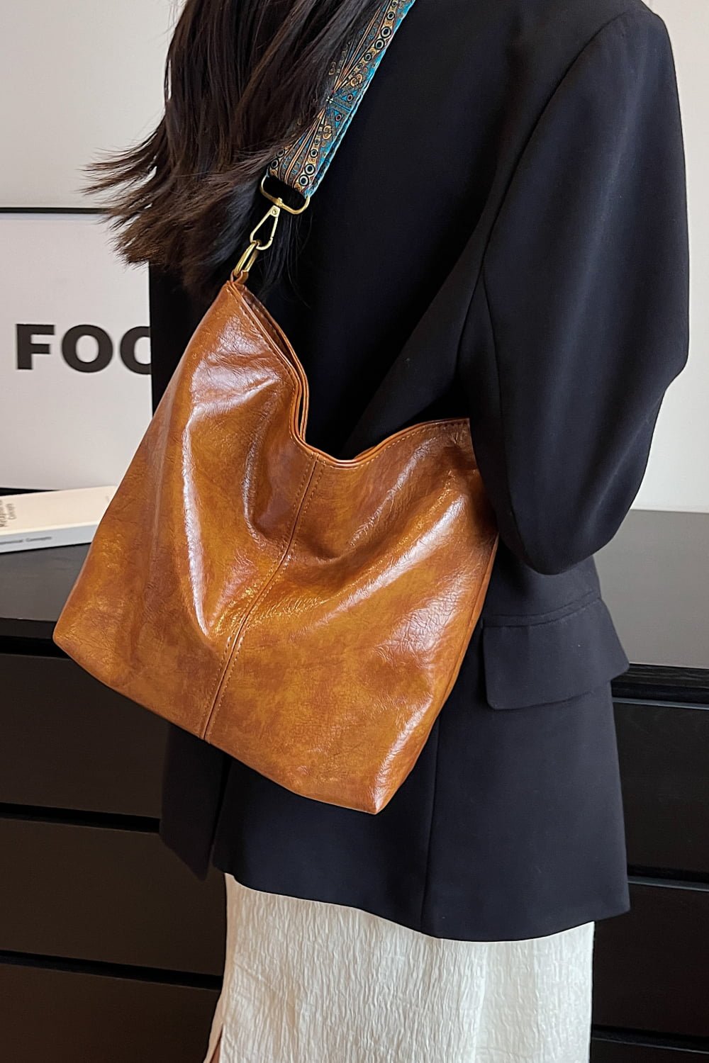 Leather Shoulder Bag - Tangerine Goddess