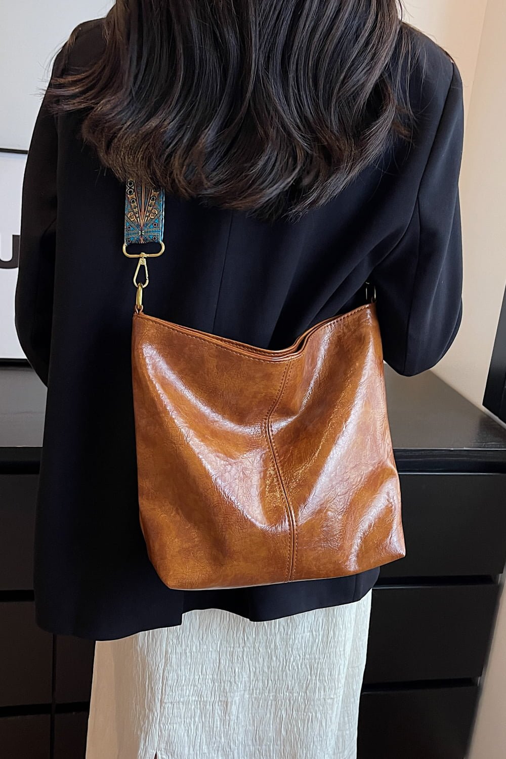 Leather Shoulder Bag - Tangerine Goddess