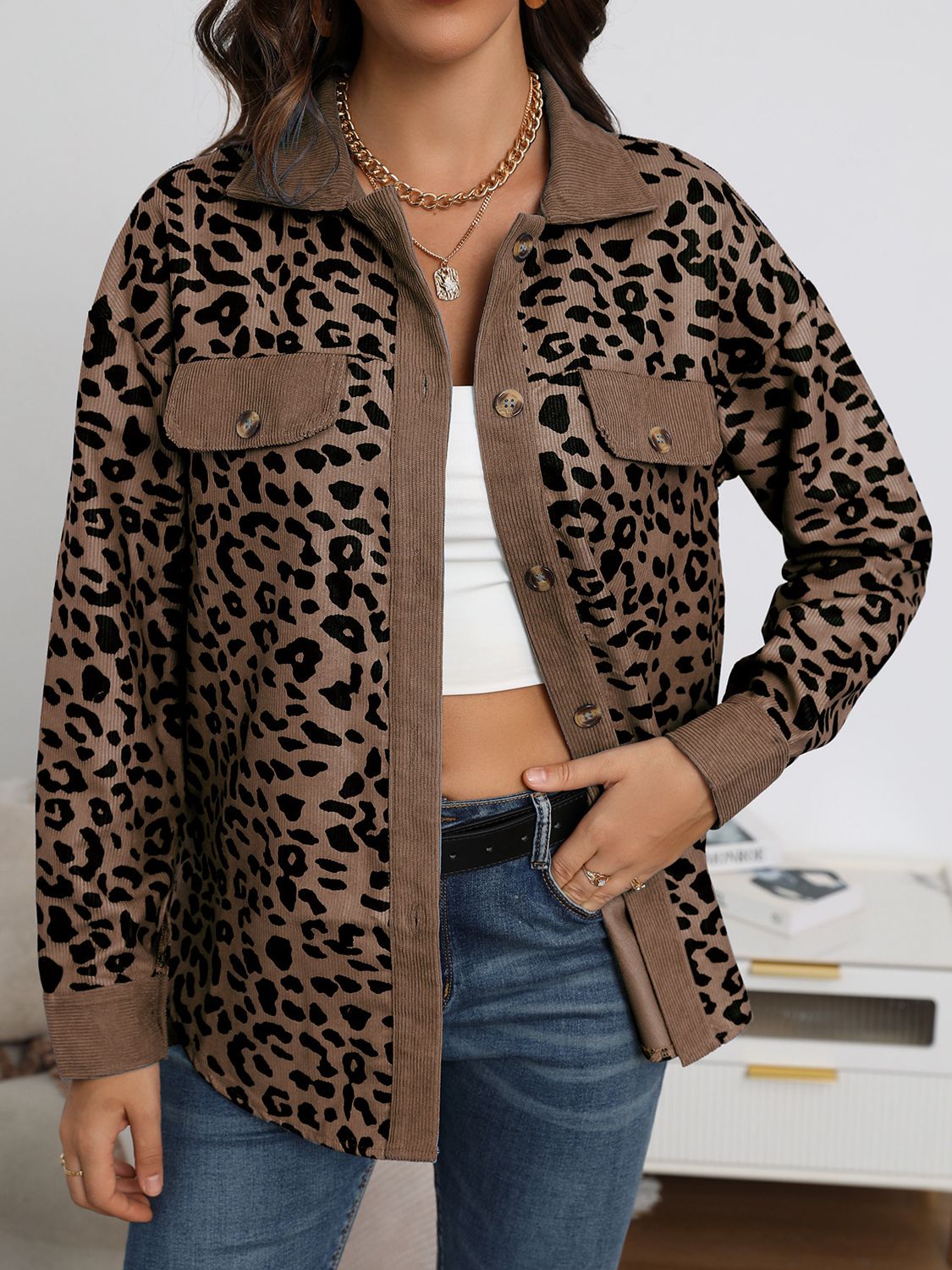 Leopard Buttoned Jacket - Tangerine Goddess