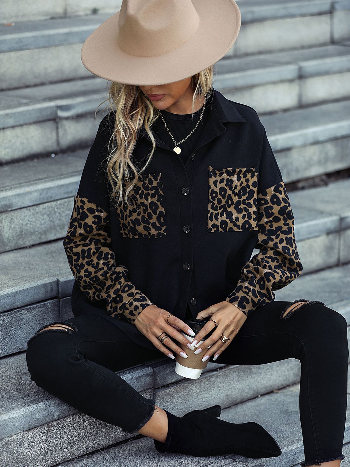 Leopard Print Buttoned Jacket - Tangerine Goddess