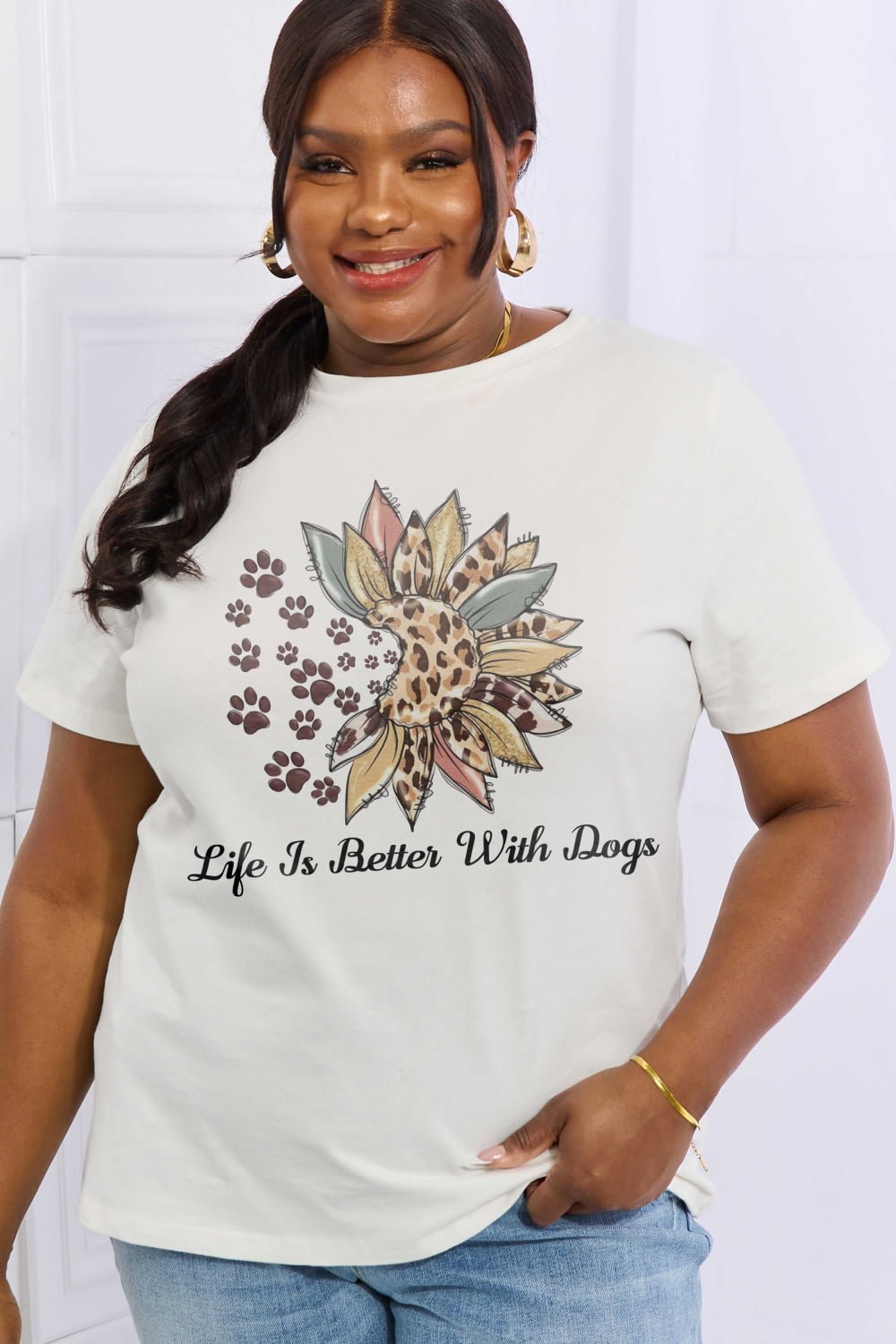 LIFE IS BETTER WITH DOGS Cotton Tee - Tangerine Goddess