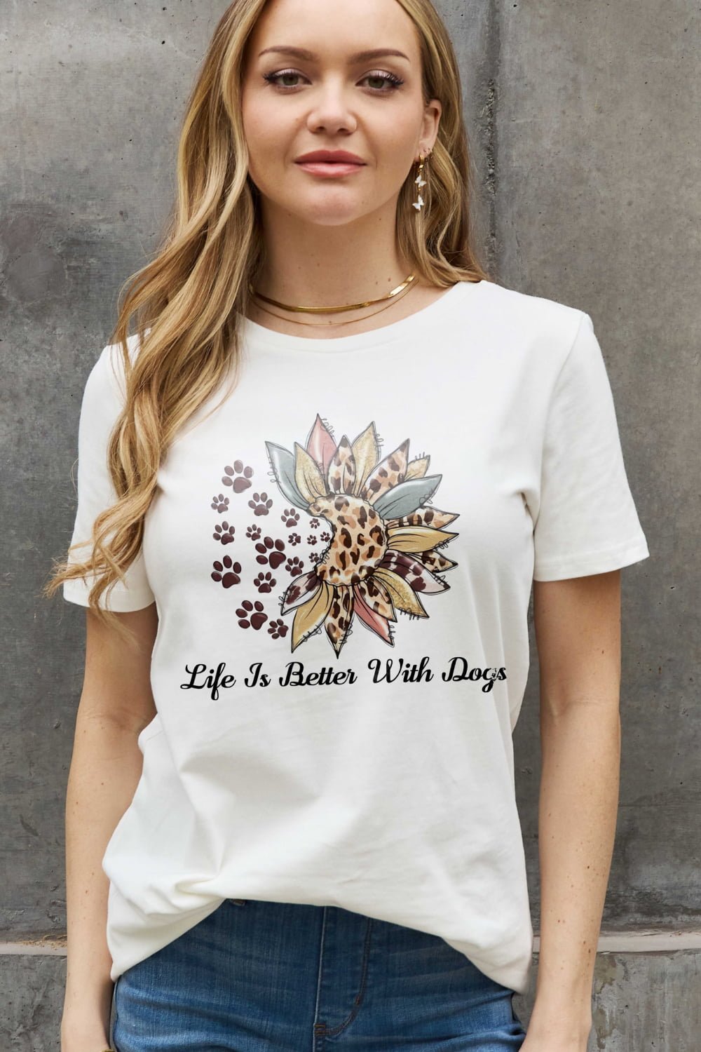 LIFE IS BETTER WITH DOGS Cotton Tee - Tangerine Goddess