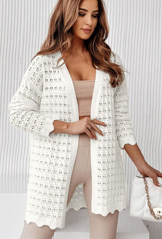 Long Sleeve Openwork Cardigan - Tangerine Goddess