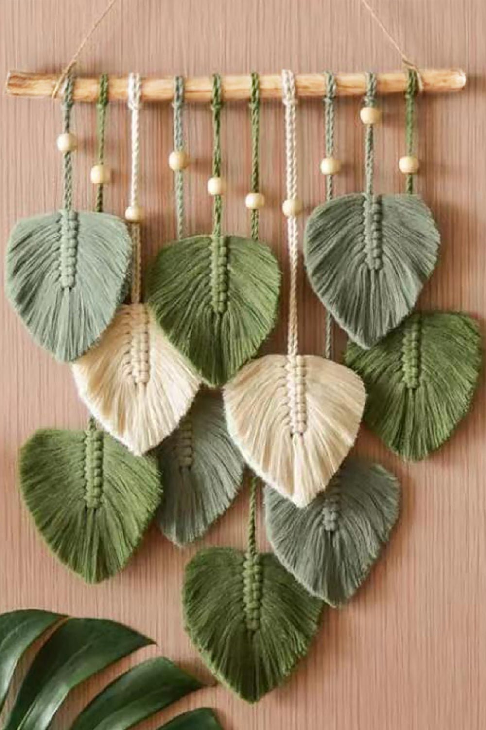 Macrame Leaf Bead Wall Hanging - Tangerine Goddess