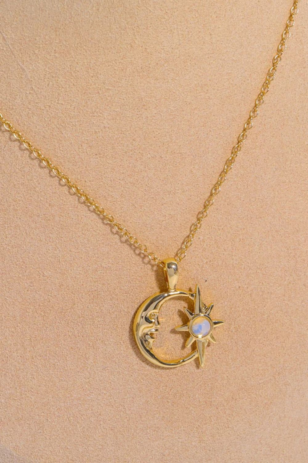 Moon & Star Shape Pendant Necklace - Tangerine Goddess