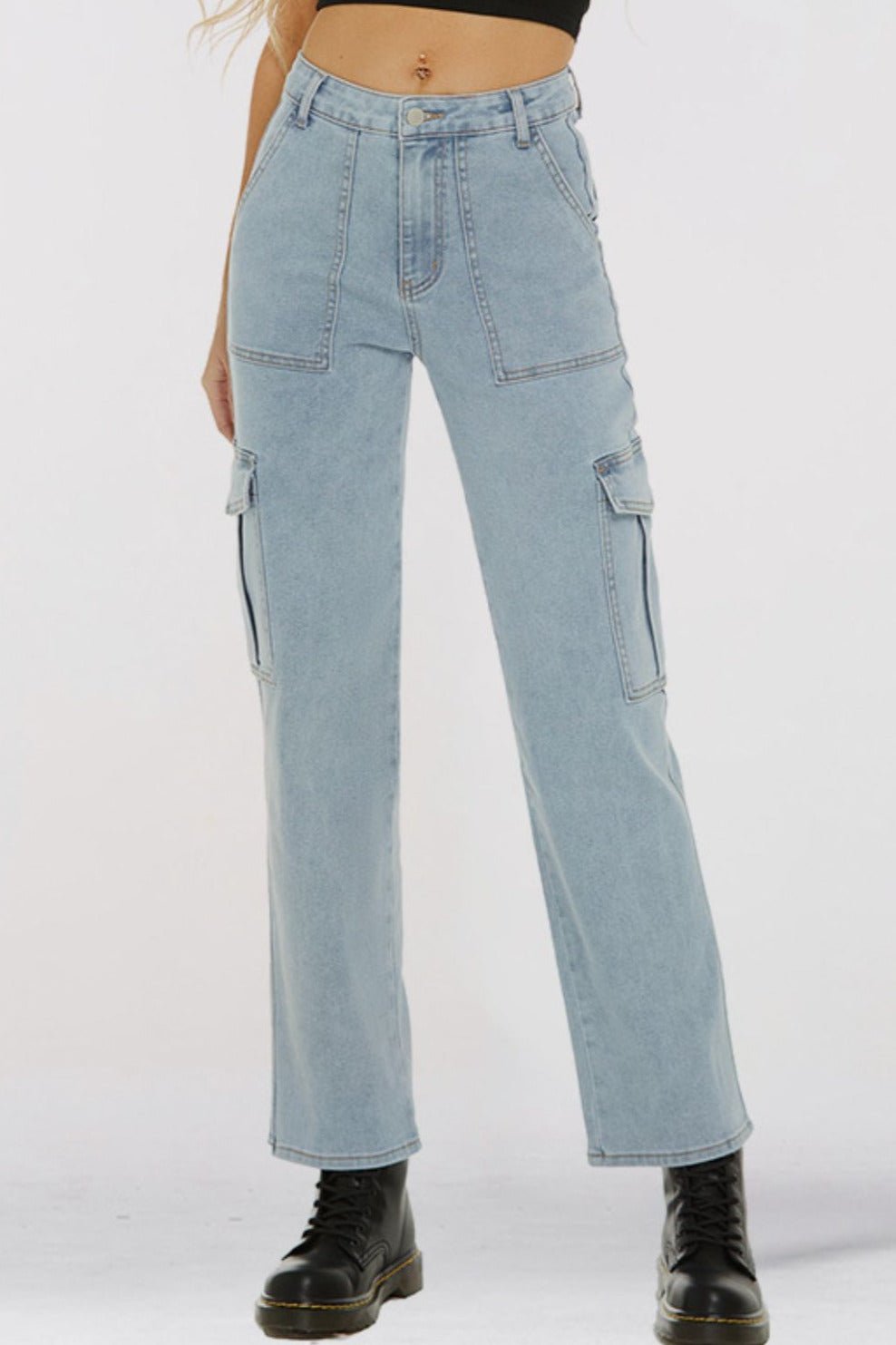 Murphy Straight Leg Jeans with Pockets - Tangerine Goddess