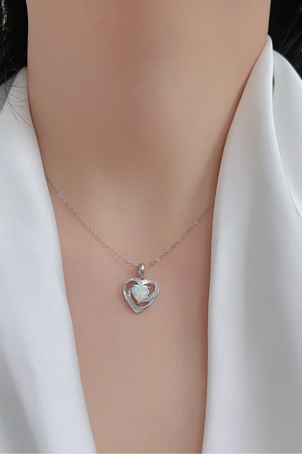 Opal Heart Pendant Necklace - Tangerine Goddess