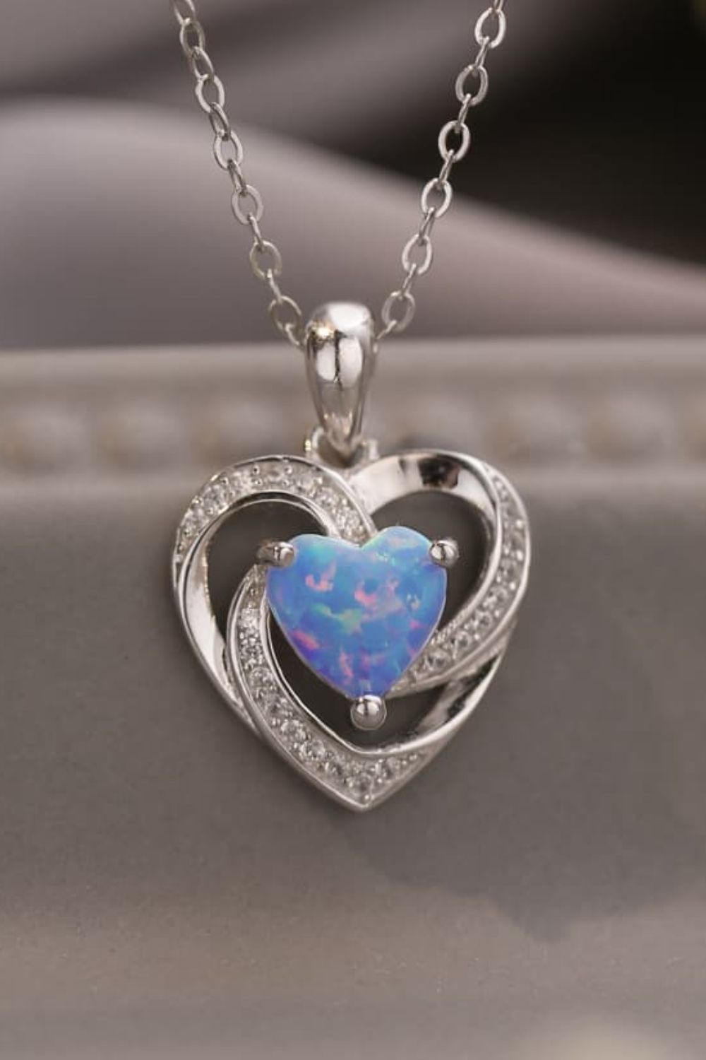 Opal Heart Pendant Necklace - Tangerine Goddess