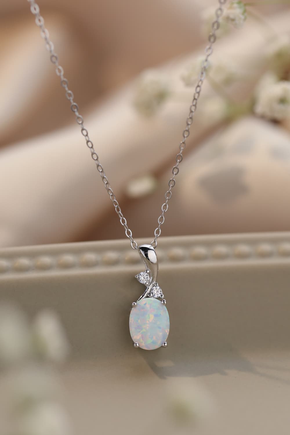 Opal Oval Pendant Necklace - Tangerine Goddess