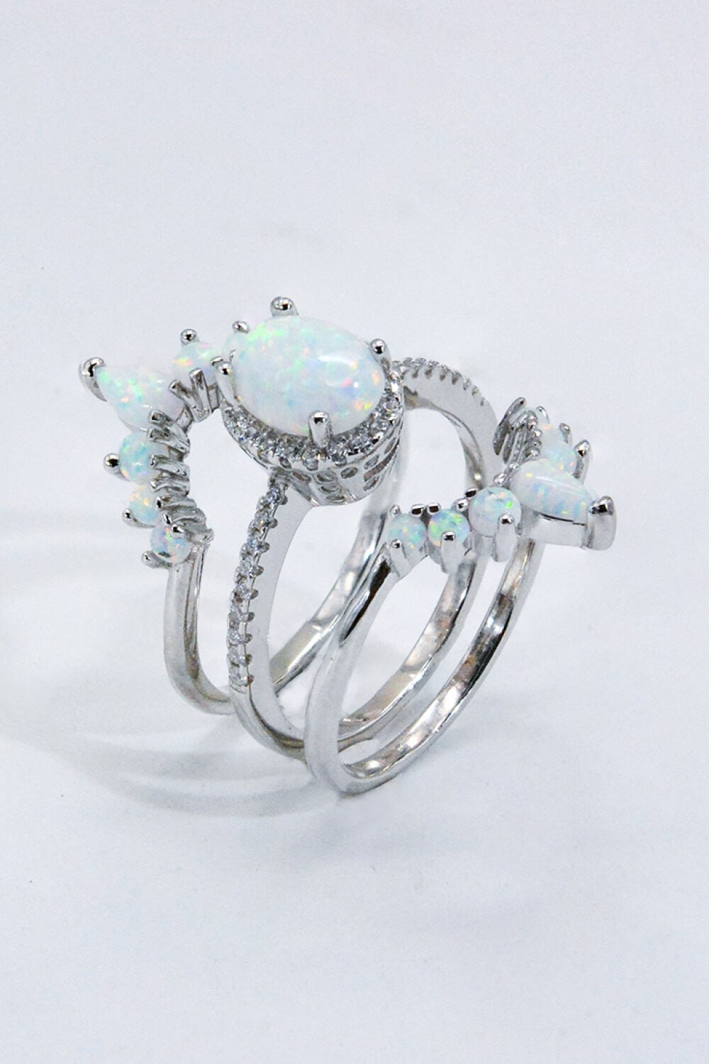 Opal Ring Set- Silver - Tangerine Goddess
