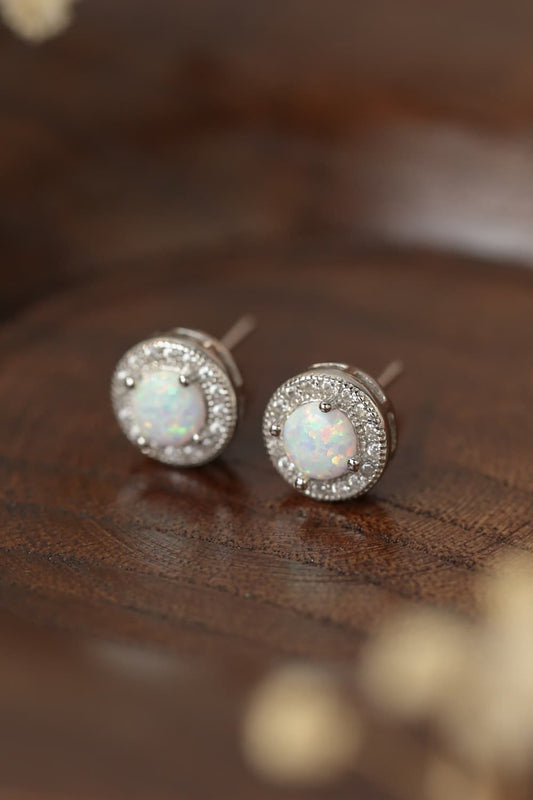 Opal Round Stud Earrings - Tangerine Goddess