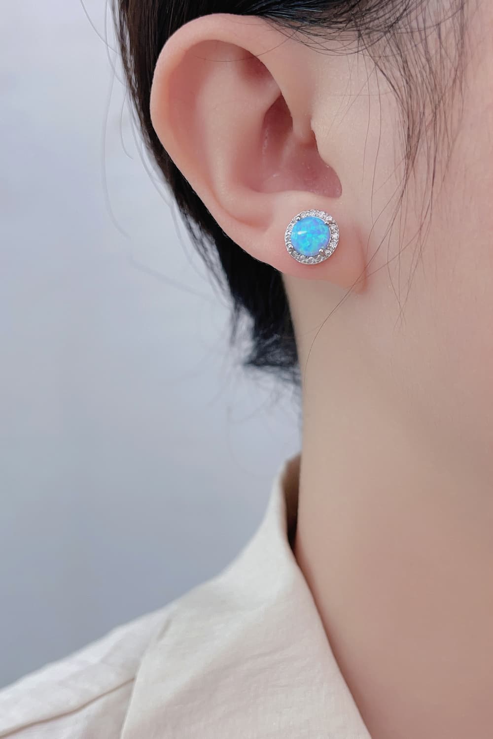 Opal Round Stud Earrings - Tangerine Goddess