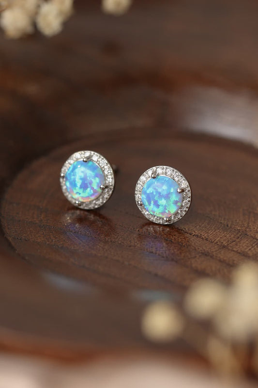 Opal Round Stud Earrings - Tangerine Goddess