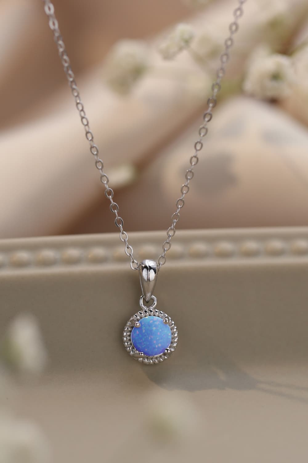 Round Opal Pendant Necklace - Tangerine Goddess