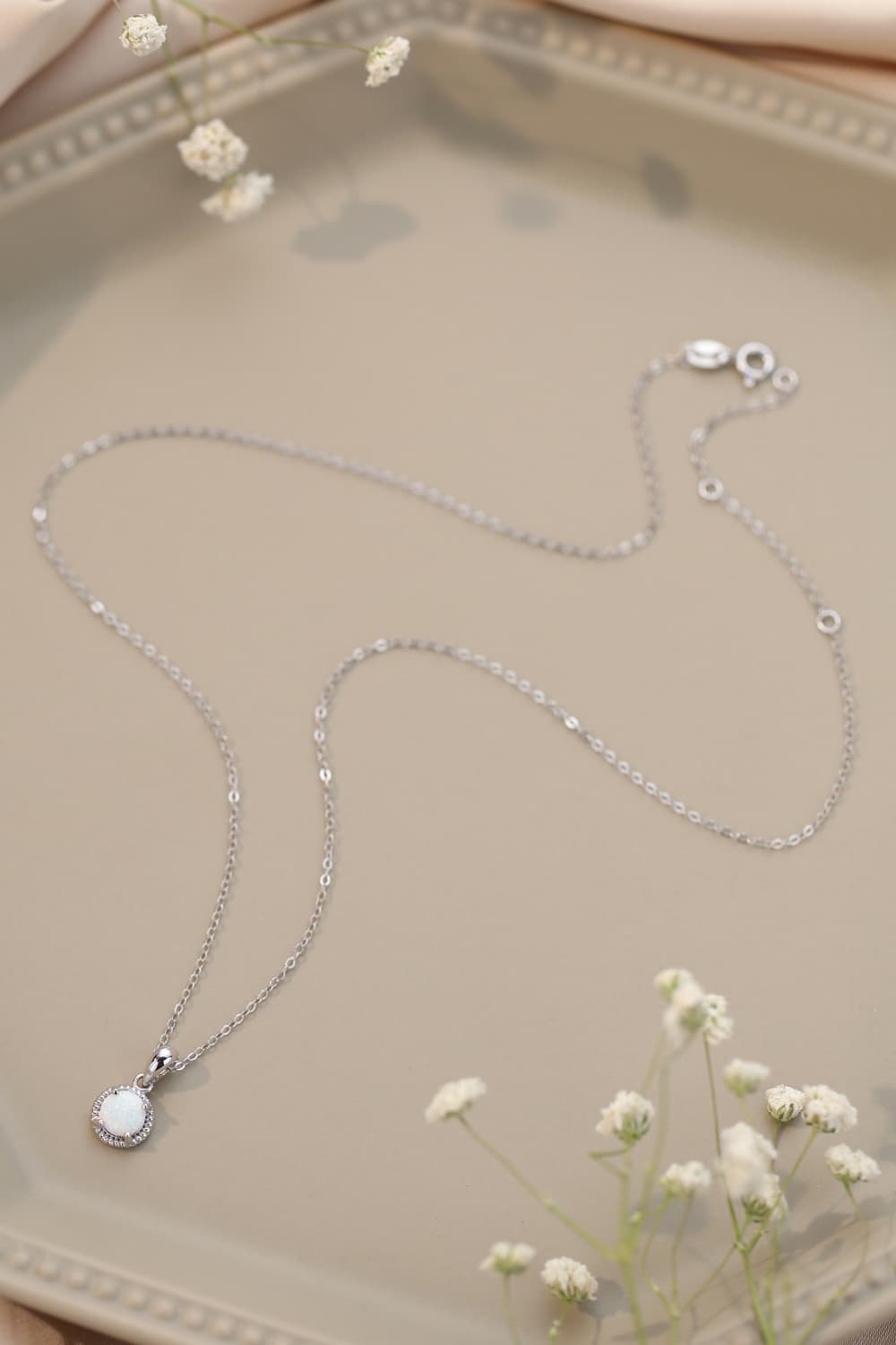 Round Opal Pendant Necklace - Tangerine Goddess