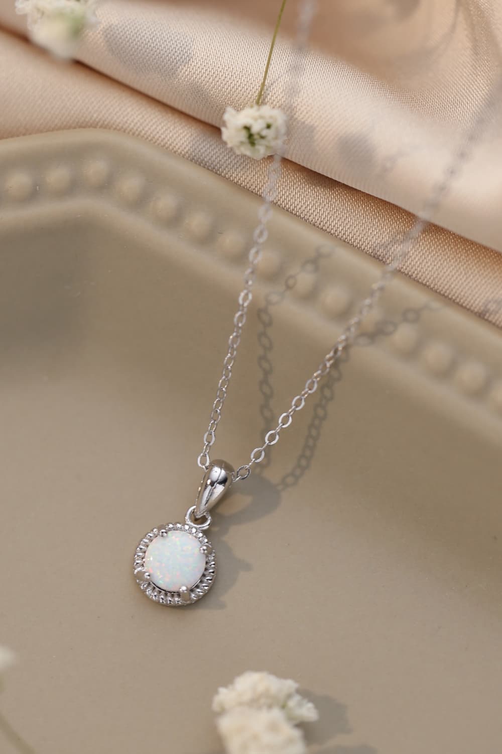 Round Opal Pendant Necklace - Tangerine Goddess