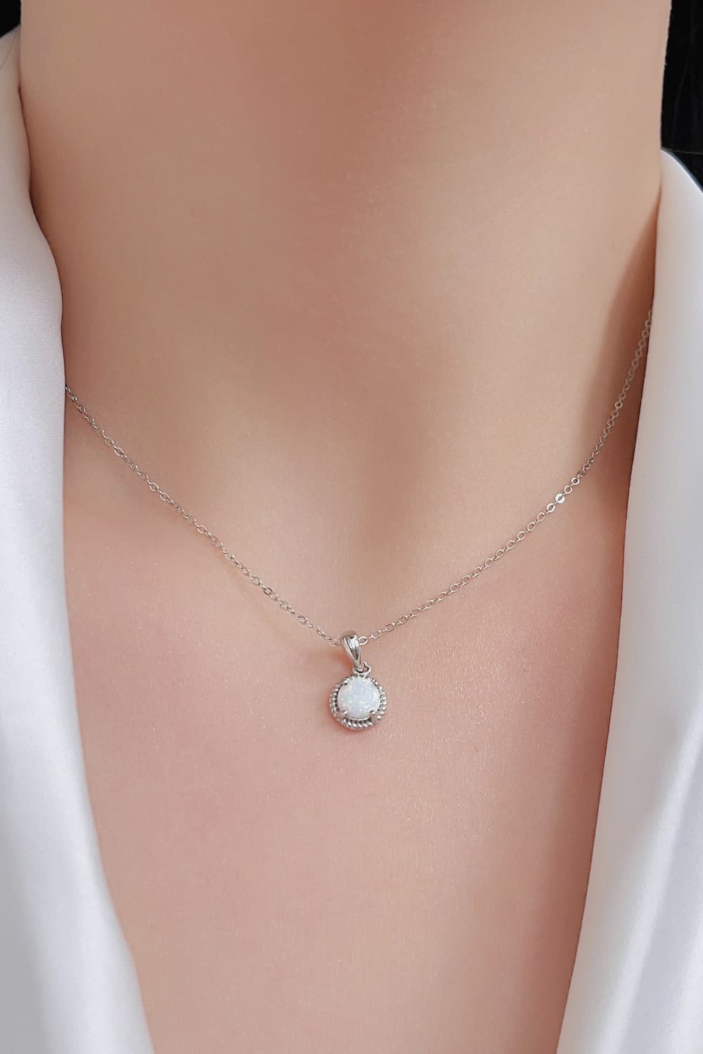 Round Opal Pendant Necklace - Tangerine Goddess