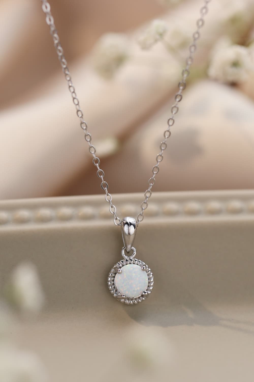 Round Opal Pendant Necklace - Tangerine Goddess