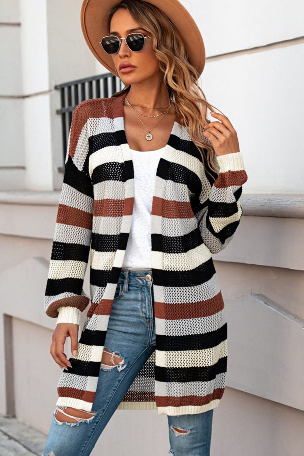 Striped Cardigan - Tangerine Goddess